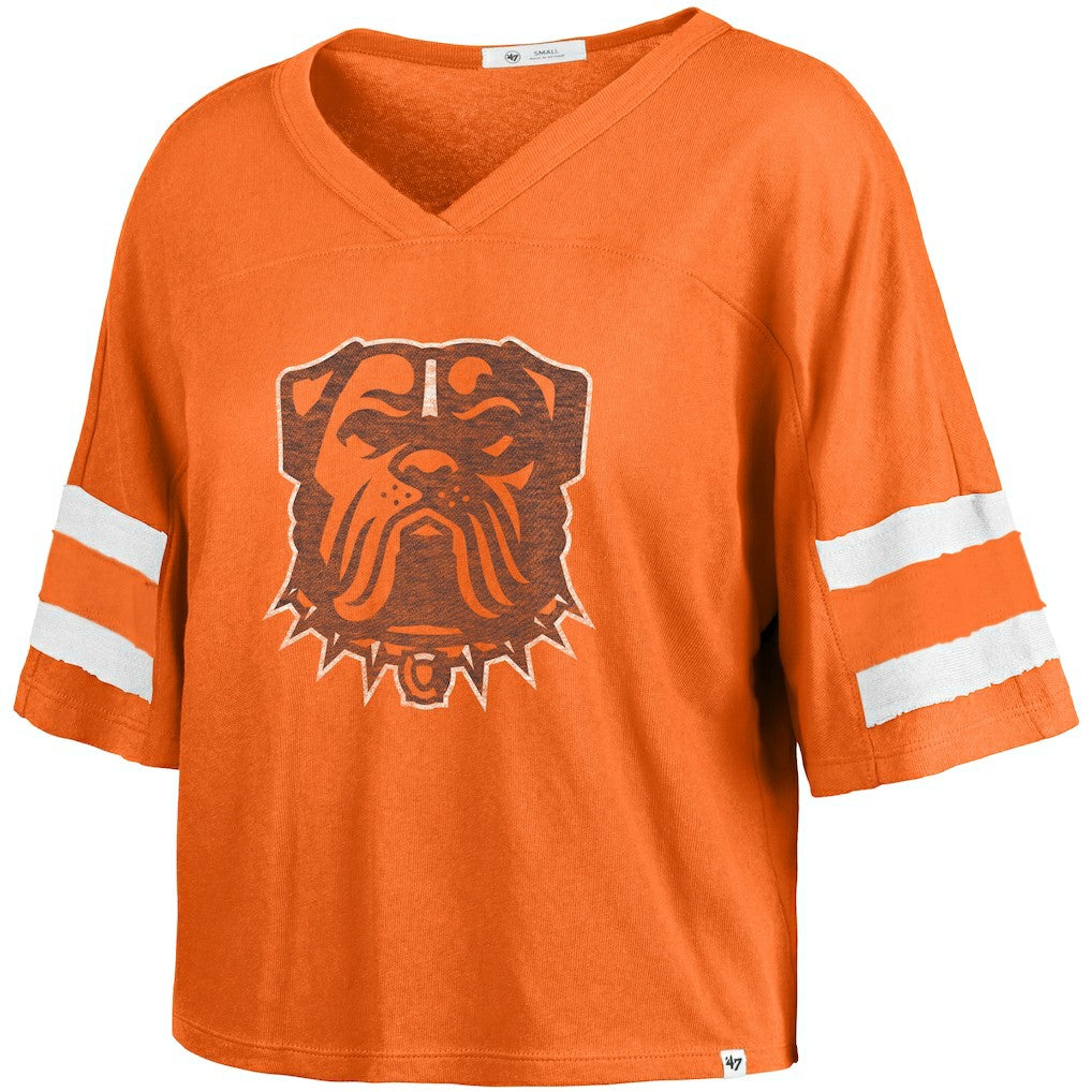 '47 Women's Premier Scout Cropped V-Neck T-Shirt - Cleveland Browns T-shirts