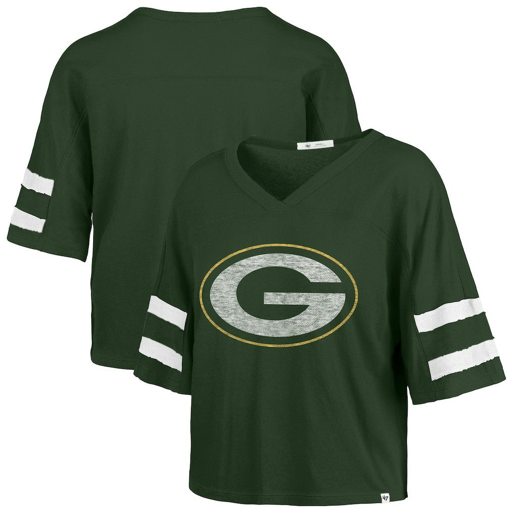 '47 Women's Premier Scout Cropped V-Neck T-Shirt - Green Bay Packers T-shirts