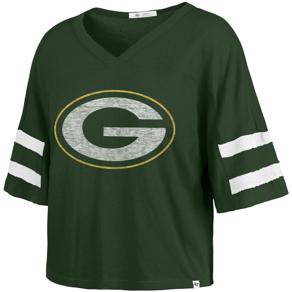 '47 Women's Premier Scout Cropped V-Neck T-Shirt - Green Bay Packers T-shirts