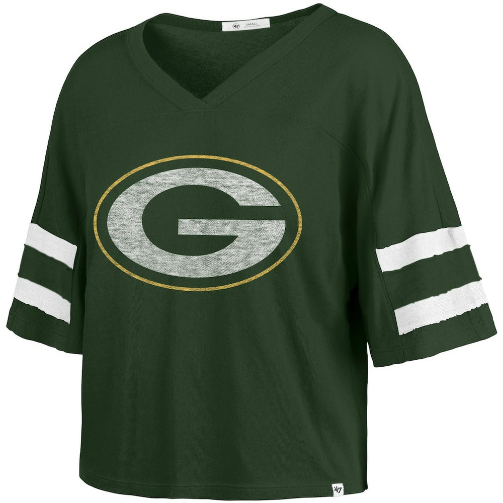 '47 Women's Premier Scout Cropped V-Neck T-Shirt - Green Bay Packers T-shirts