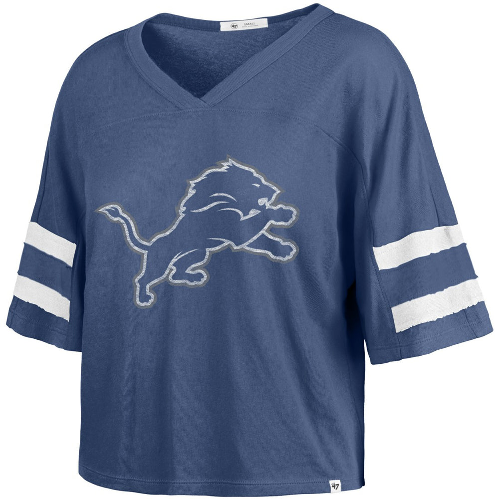 '47 Women's Premier Scout Cropped V-Neck T-Shirt - Detroit Lions T-shirts