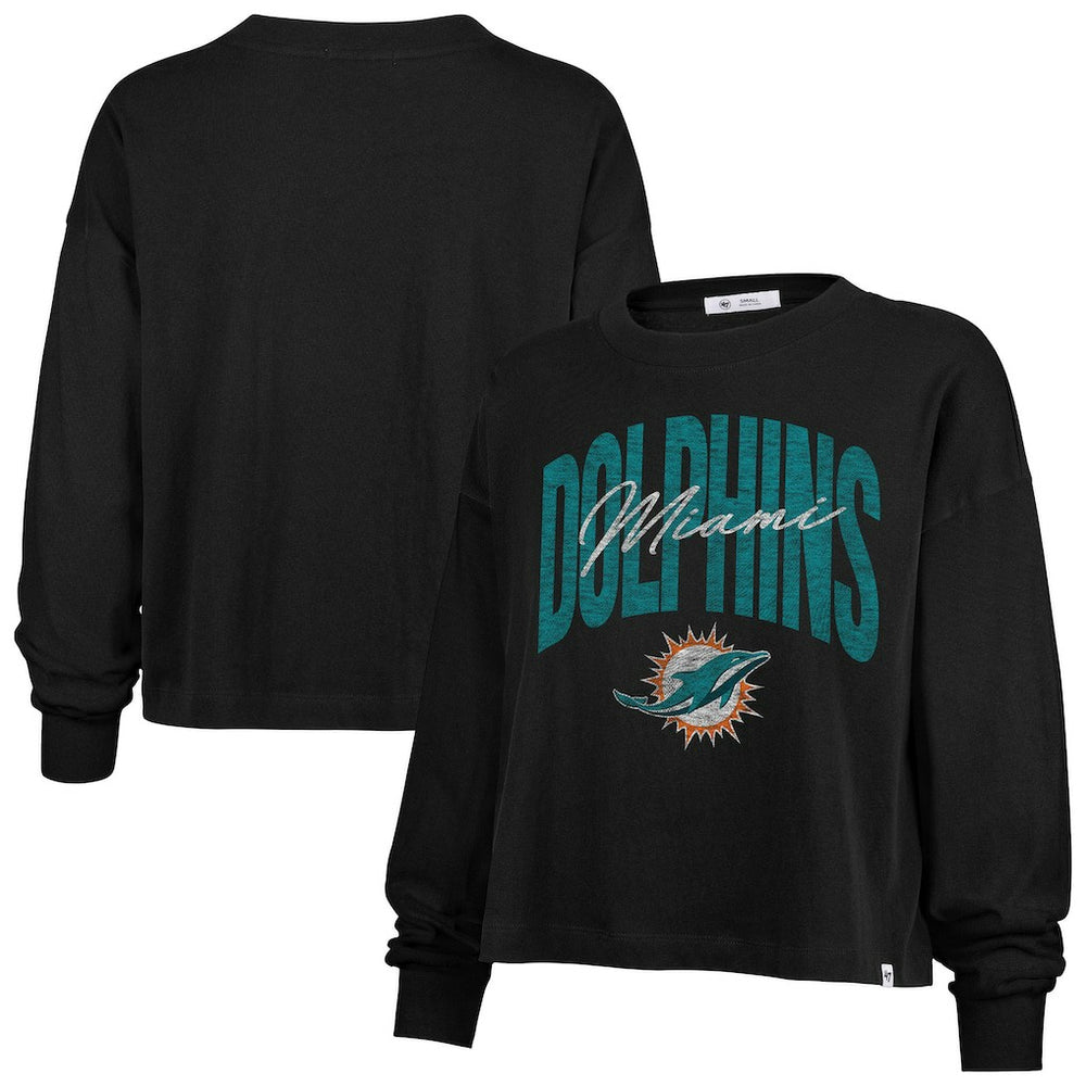 '47 Women's Muse Sydney Long Sleeve Cropped T-Shirt - Miami Dolphins T-shirts