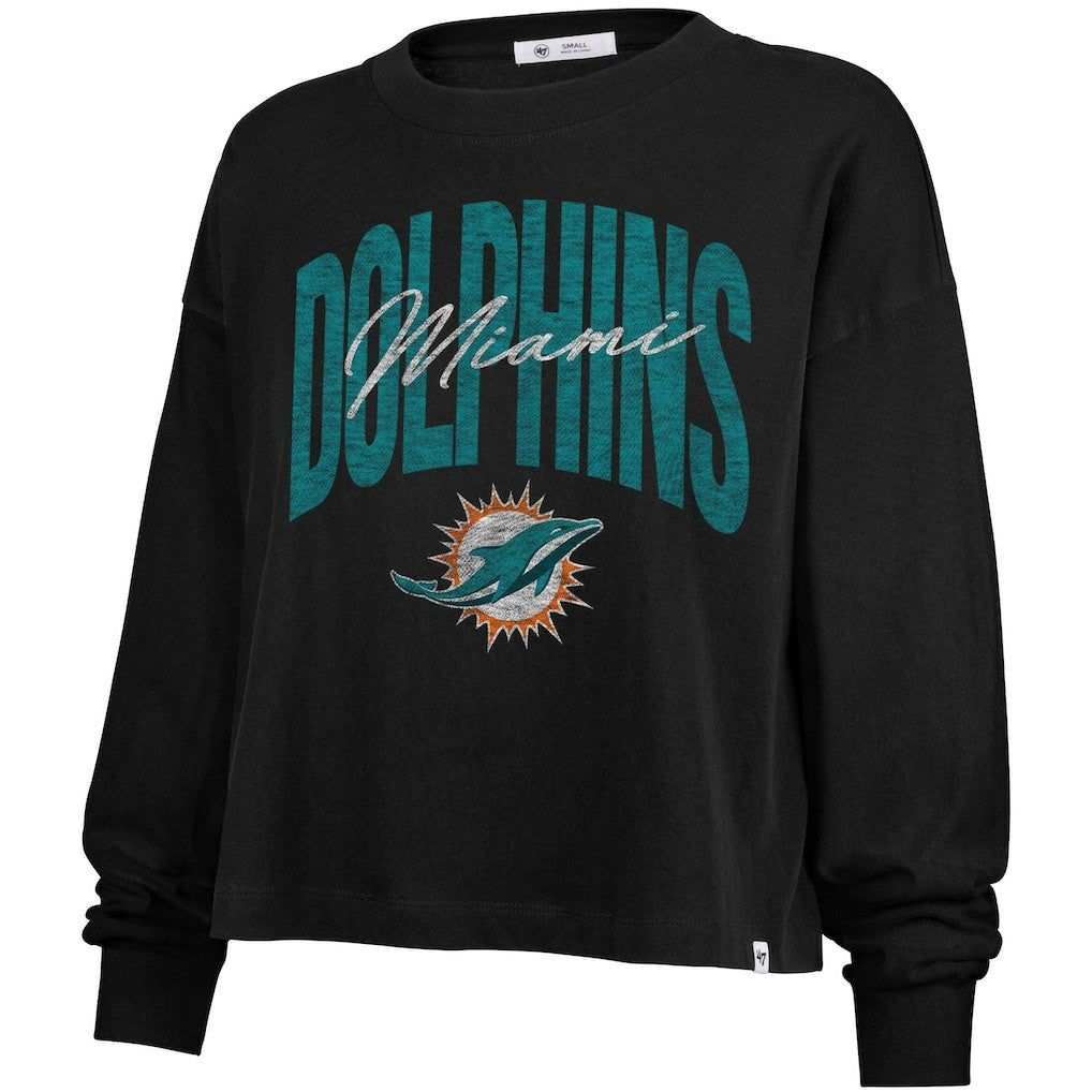 '47 Women's Muse Sydney Long Sleeve Cropped T-Shirt - Miami Dolphins T-shirts