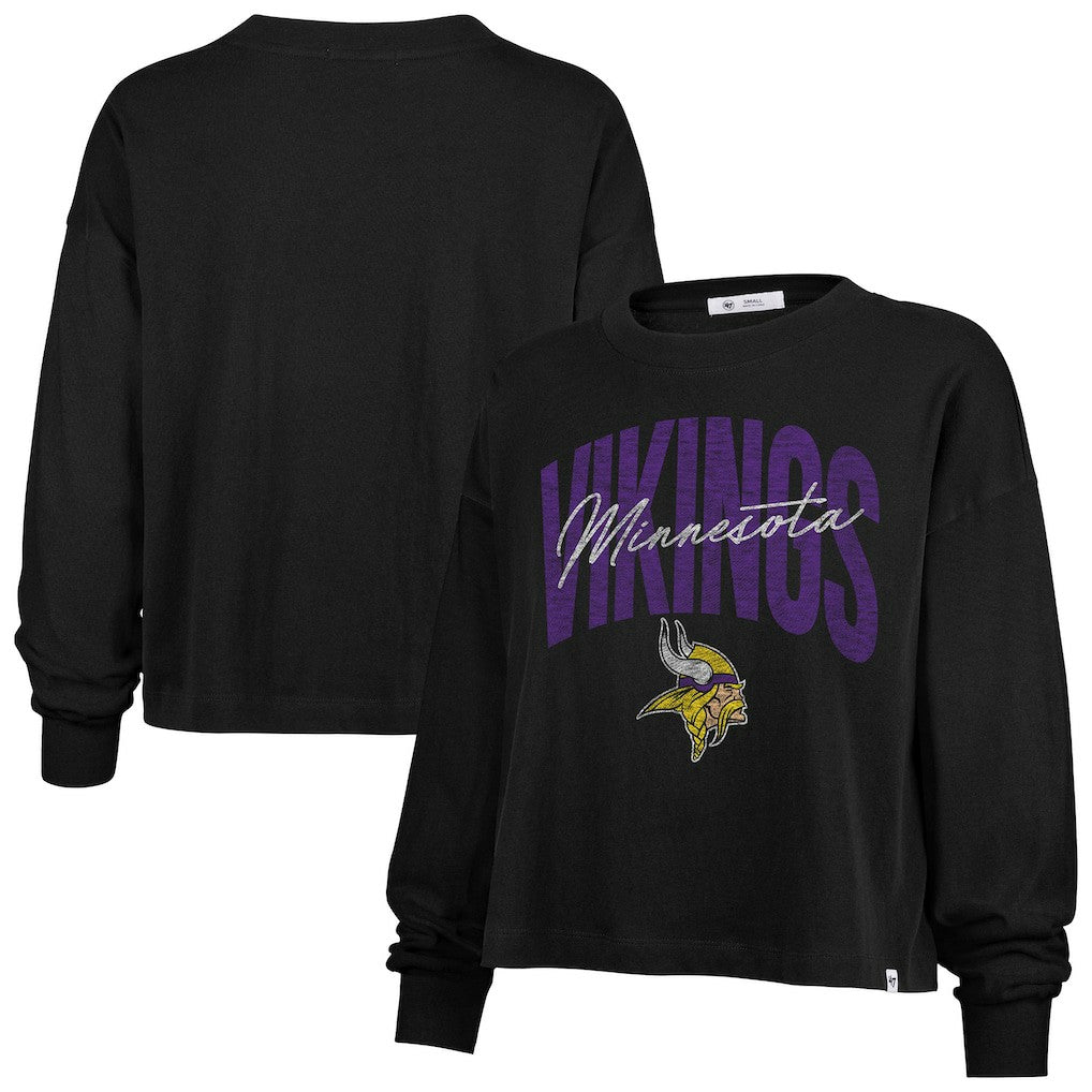 '47 Women's Muse Sydney Long Sleeve Cropped T-Shirt - Minnesota Vikings T-shirts
