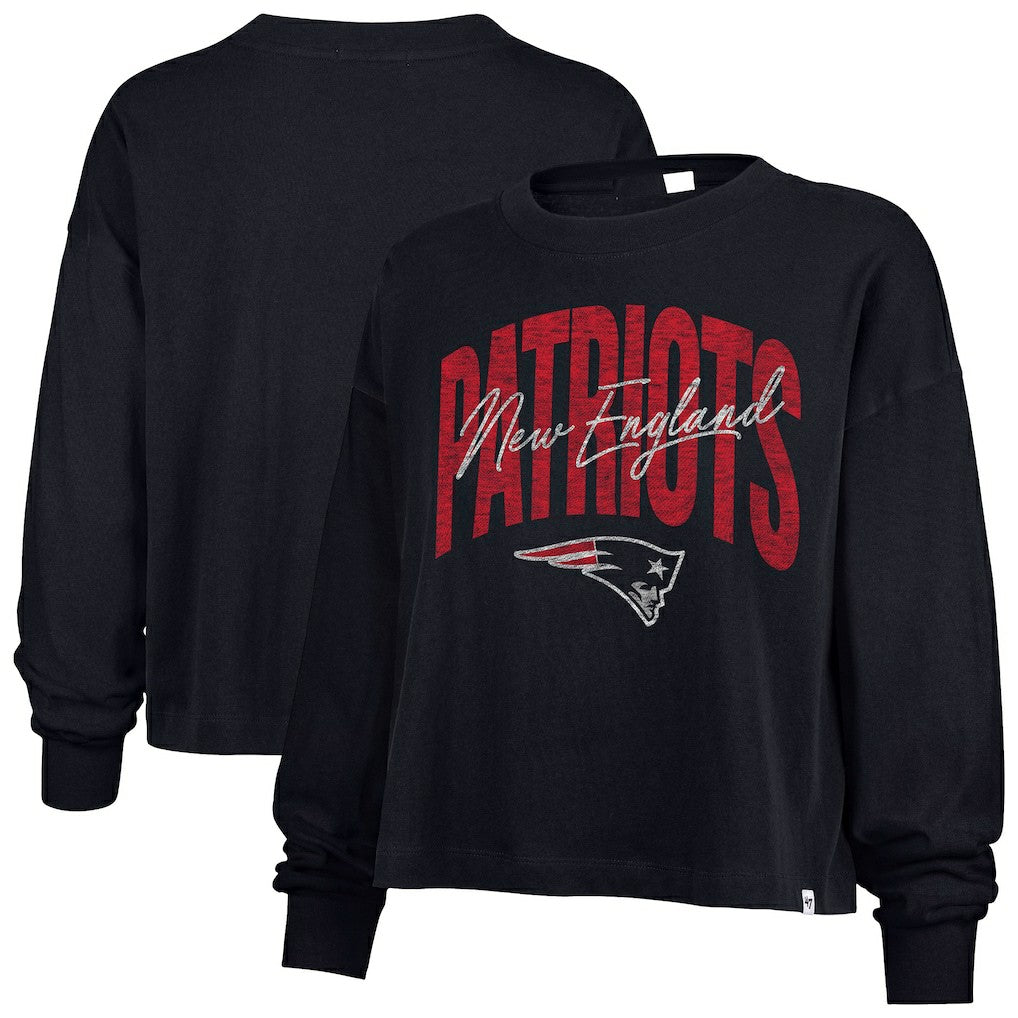 '47 Women's Muse Sydney Long Sleeve Cropped T-Shirt - New England Patriots T-shirts