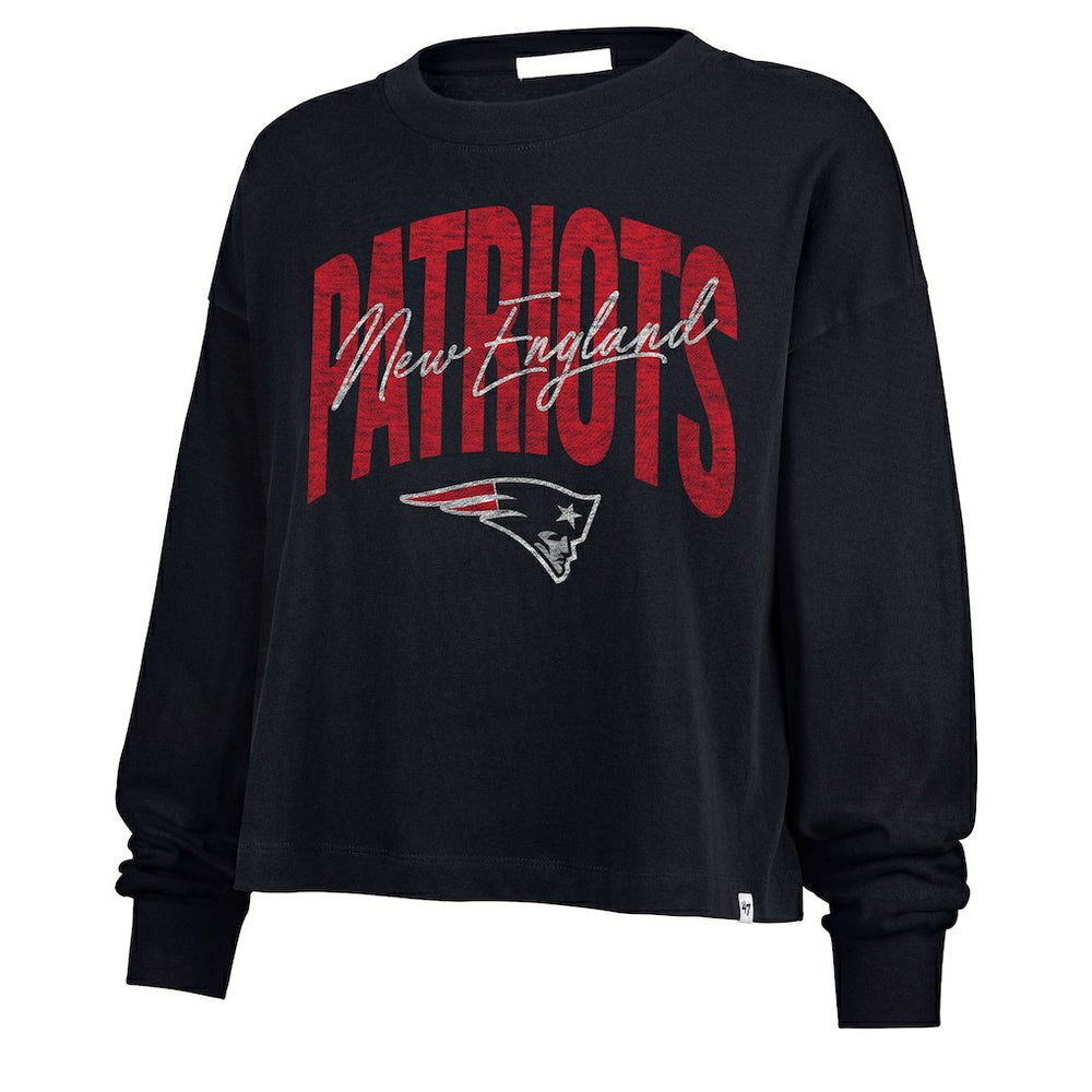 '47 Women's Muse Sydney Long Sleeve Cropped T-Shirt - New England Patriots T-shirts
