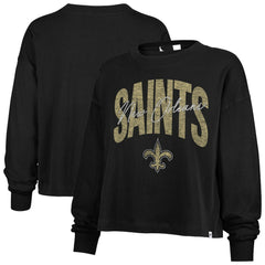 '47 Women's Muse Sydney Long Sleeve Cropped T-Shirt - New Orleans Saints T-shirts