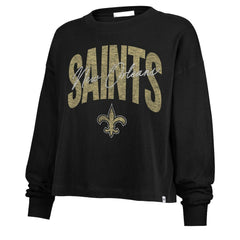 '47 Women's Muse Sydney Long Sleeve Cropped T-Shirt - New Orleans Saints T-shirts