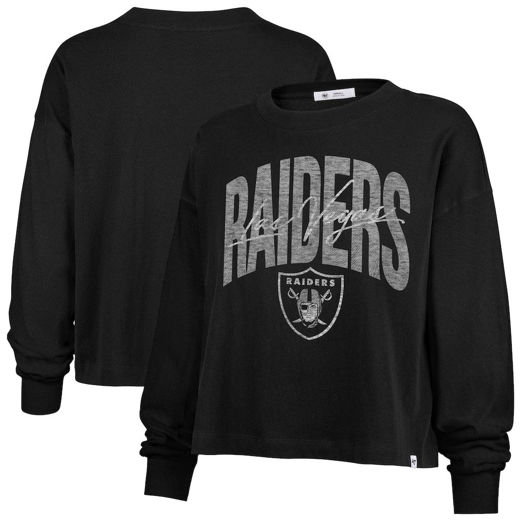 '47 Women's Muse Sydney Long Sleeve Cropped T-Shirt - Las Vegas Raiders T-shirts
