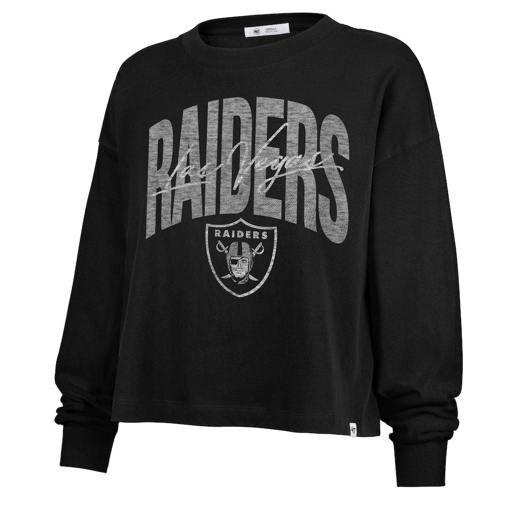 '47 Women's Muse Sydney Long Sleeve Cropped T-Shirt - Las Vegas Raiders T-shirts