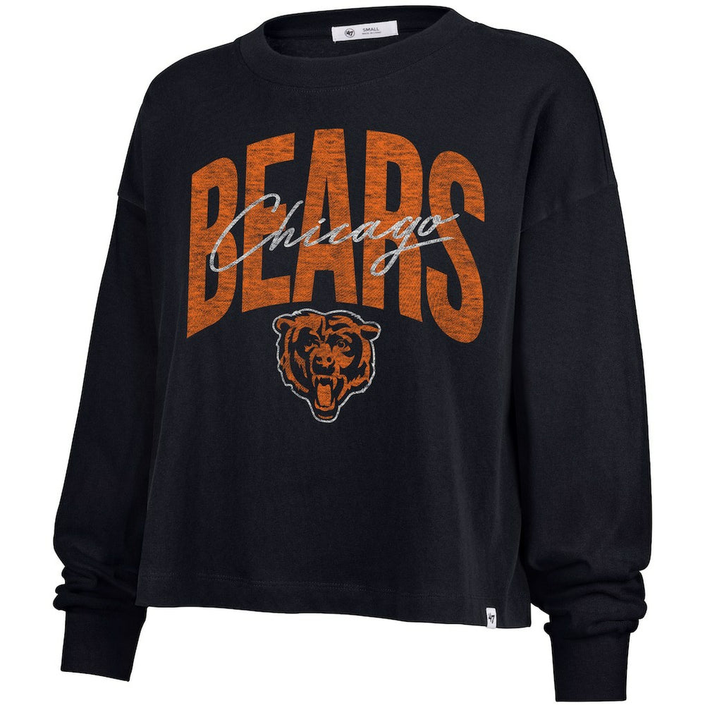 '47 Women's Muse Sydney Long Sleeve Cropped T-Shirt - Chicago Bears T-shirts
