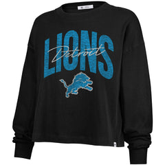 '47 Women's Muse Sydney Long Sleeve Cropped T-Shirt - Detroit Lions T-shirts