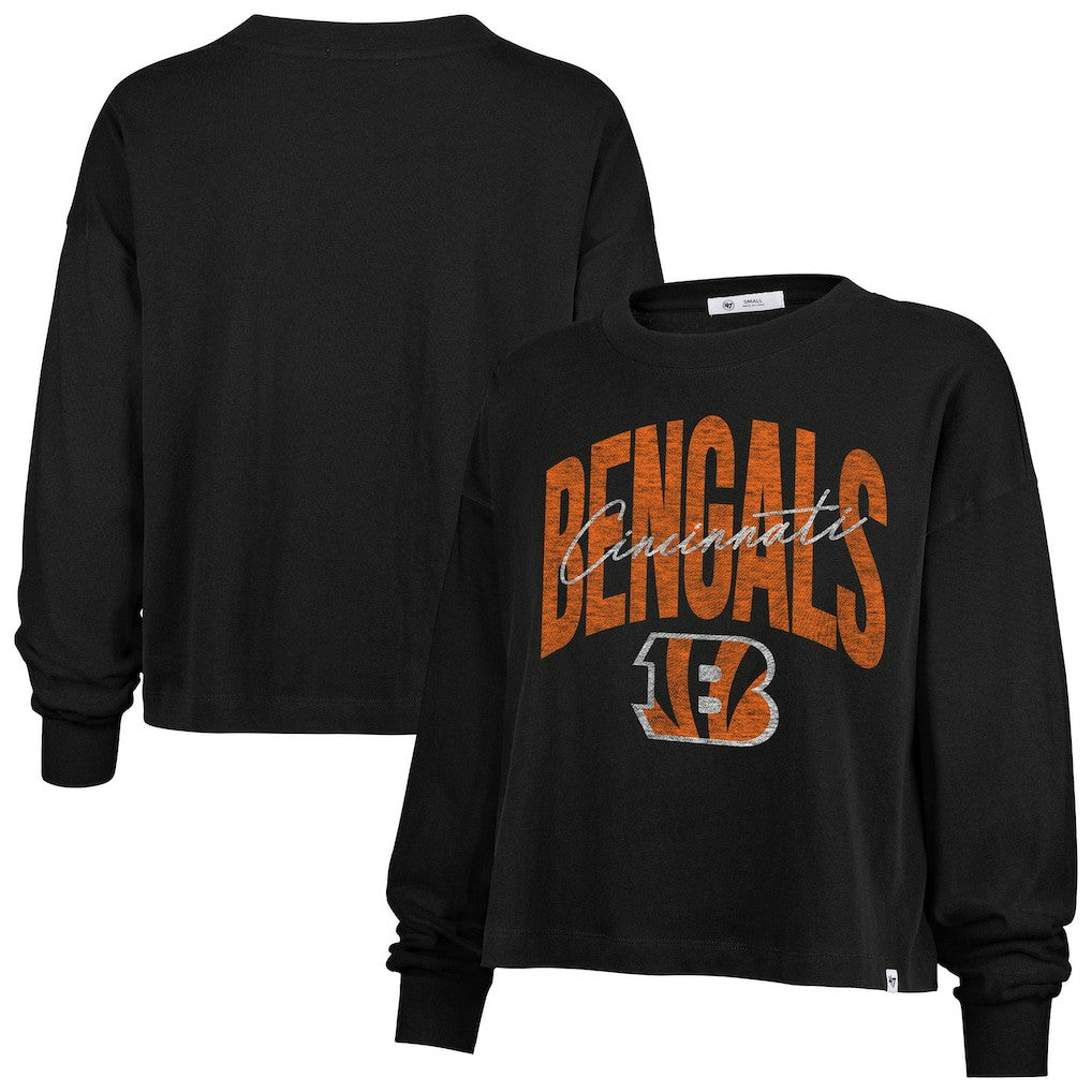 '47 Women's Muse Sydney Long Sleeve Cropped T-Shirt - Cincinnati Bengals T-shirts