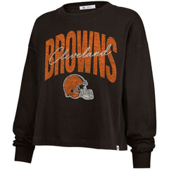 '47 Women's Muse Sydney Long Sleeve Cropped T-Shirt - Cleveland Browns T-shirts