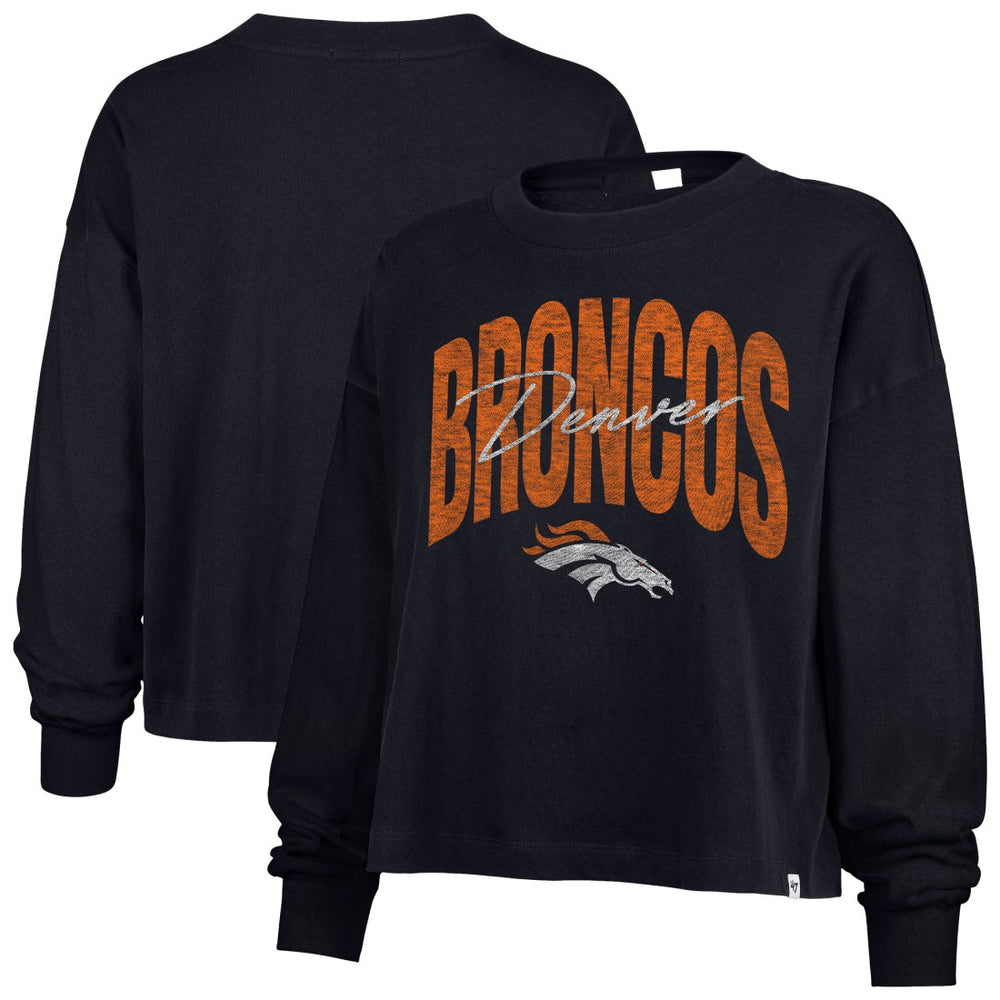 '47 Women's Muse Sydney Long Sleeve Cropped T-Shirt - Denver Broncos T-shirts