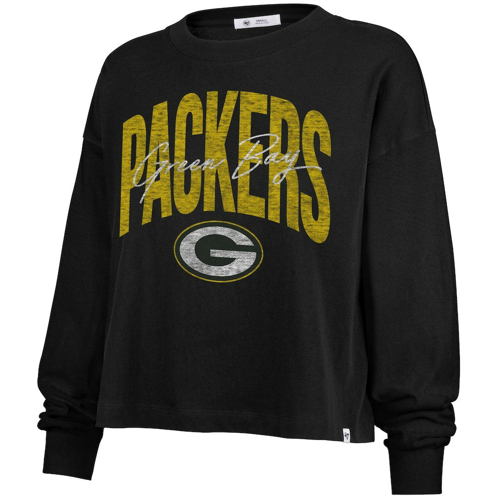 '47 Women's Muse Sydney Long Sleeve Cropped T-Shirt - Green Bay Packers T-shirts