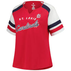Red St. Louis Cardinals Profile Women's Plus Sized Arched Notch Neck T-Shirt