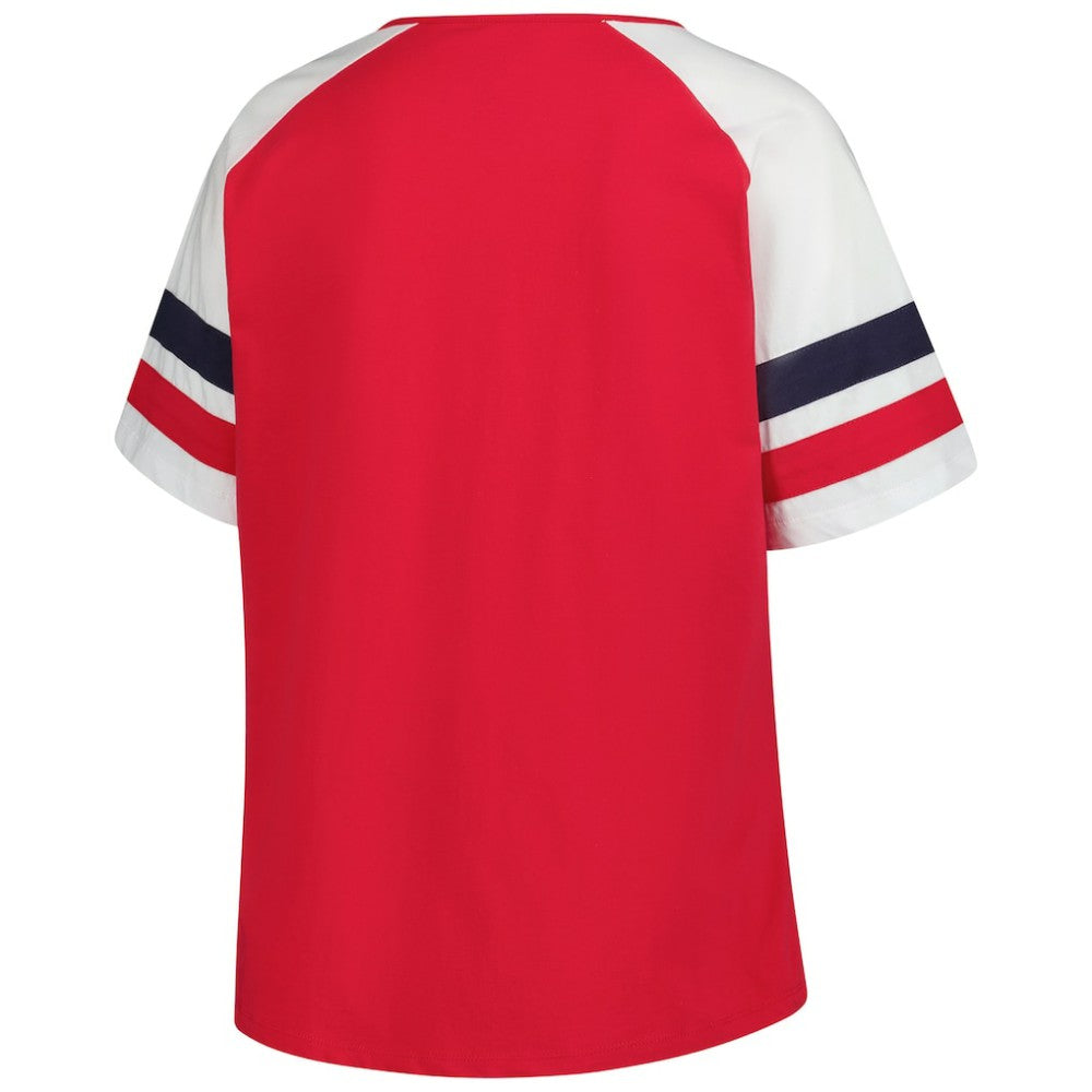 Red St. Louis Cardinals Profile Women's Plus Sized Arched Notch Neck T-Shirt