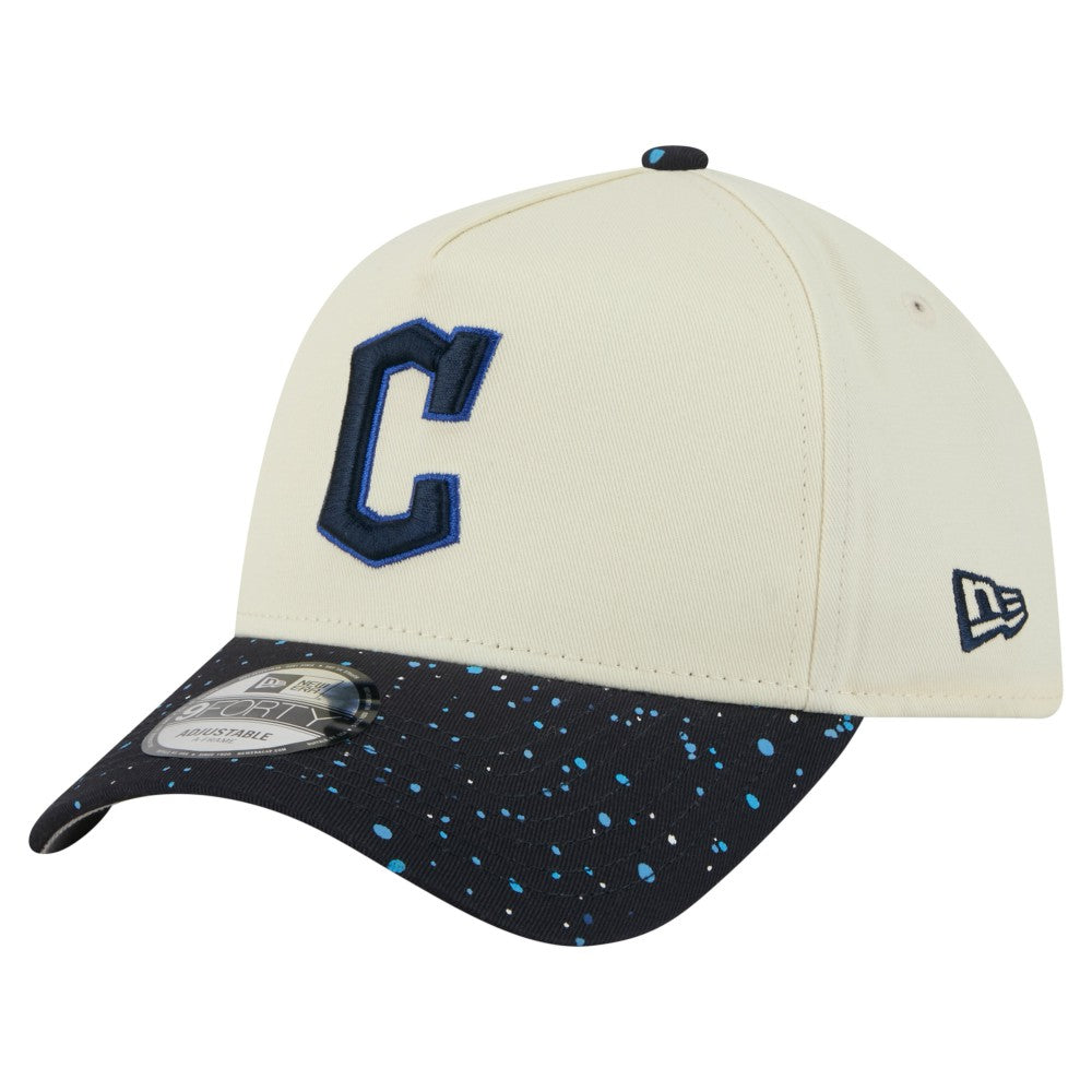 Cream Cleveland Guardians New Era Speckle A-Frame 9FORTY Adjustable Hat