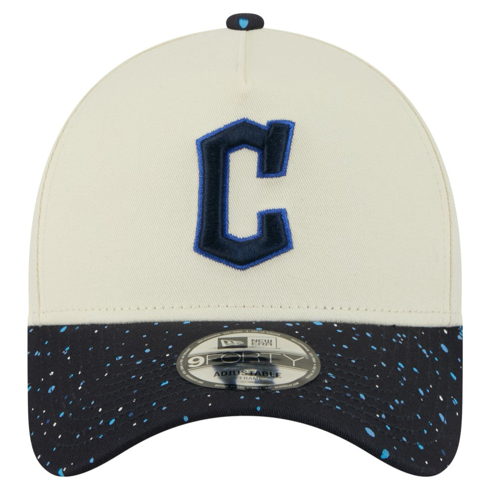 Cream Cleveland Guardians New Era Speckle A-Frame 9FORTY Adjustable Hat