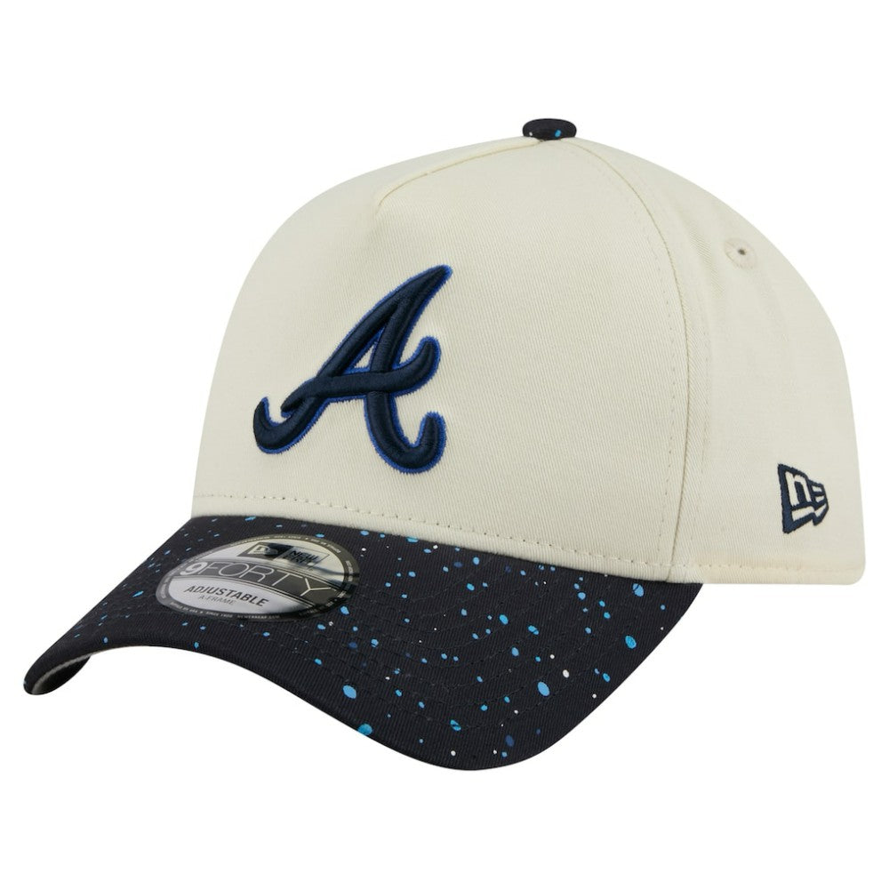 Cream Atlanta Braves New Era Speckle A-Frame 9FORTY Adjustable Hat