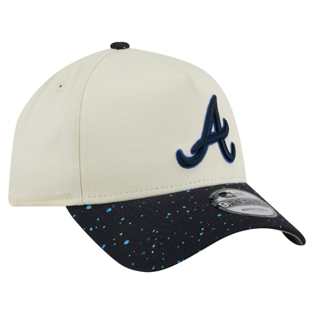 Cream Atlanta Braves New Era Speckle A-Frame 9FORTY Adjustable Hat
