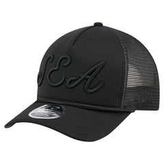 Black Seattle Mariners New Era City Initial 9FORTY A-Frame M-Crown Adjustable Trucker Hat