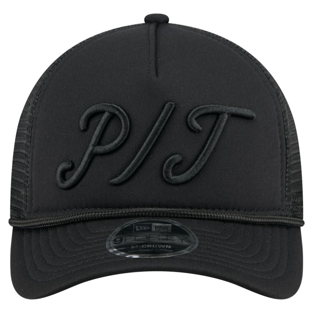 Black Pittsburgh Pirates New Era City Initial 9FORTY A-Frame M-Crown Adjustable Trucker Hat