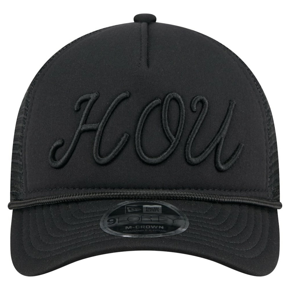 Black Houston Astros New Era City Initial 9FORTY A-Frame M-Crown Adjustable Trucker Hat