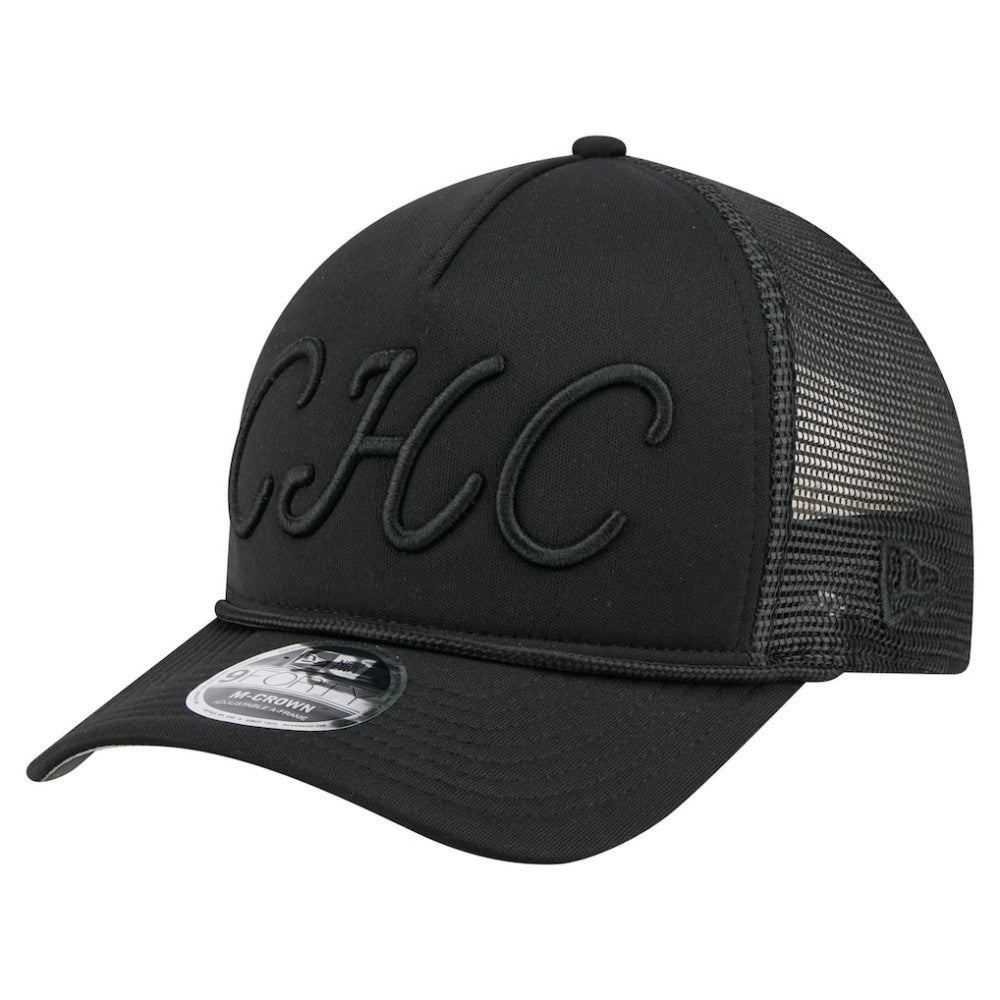 Black Chicago Cubs New Era City Initial 9FORTY A-Frame M-Crown Adjustable Trucker Hat