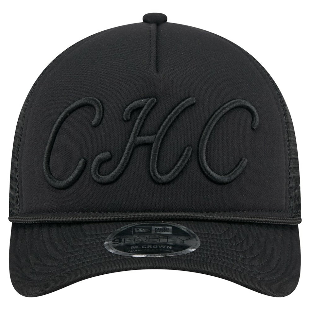 Black Chicago Cubs New Era City Initial 9FORTY A-Frame M-Crown Adjustable Trucker Hat