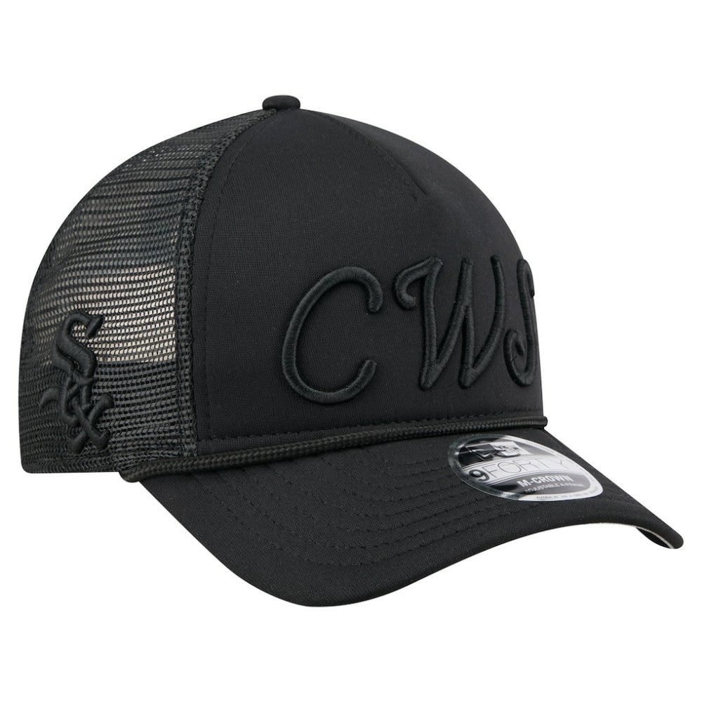 Black Chicago White Sox New Era City Initial 9FORTY A-Frame M-Crown Adjustable Trucker Hat
