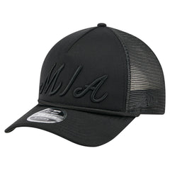 Black Miami Marlins New Era City Initial 9FORTY A-Frame M-Crown Adjustable Trucker Hat