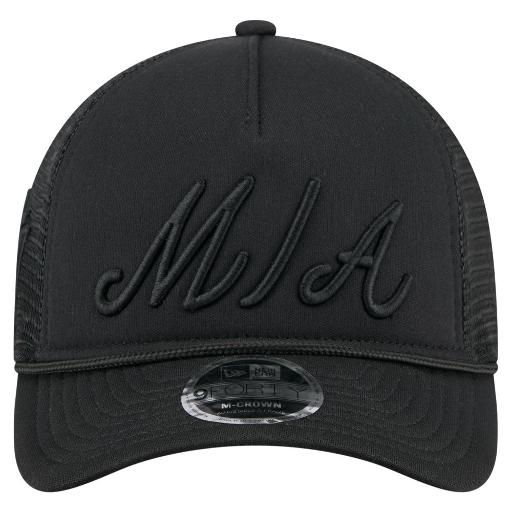 Black Miami Marlins New Era City Initial 9FORTY A-Frame M-Crown Adjustable Trucker Hat