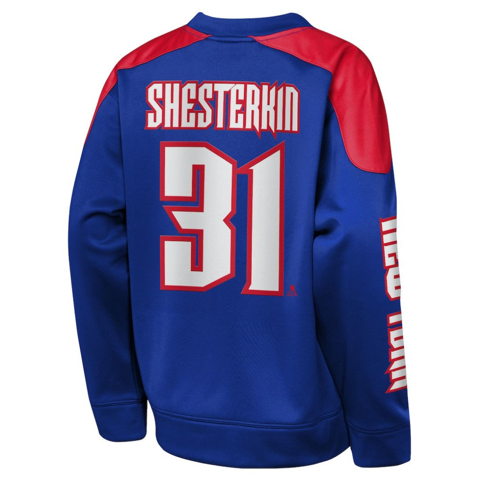 NHL Igor Shesterkin New York Rangers Outerstuff Youth Best Defense Name & Number Crewneck Sweatshirt