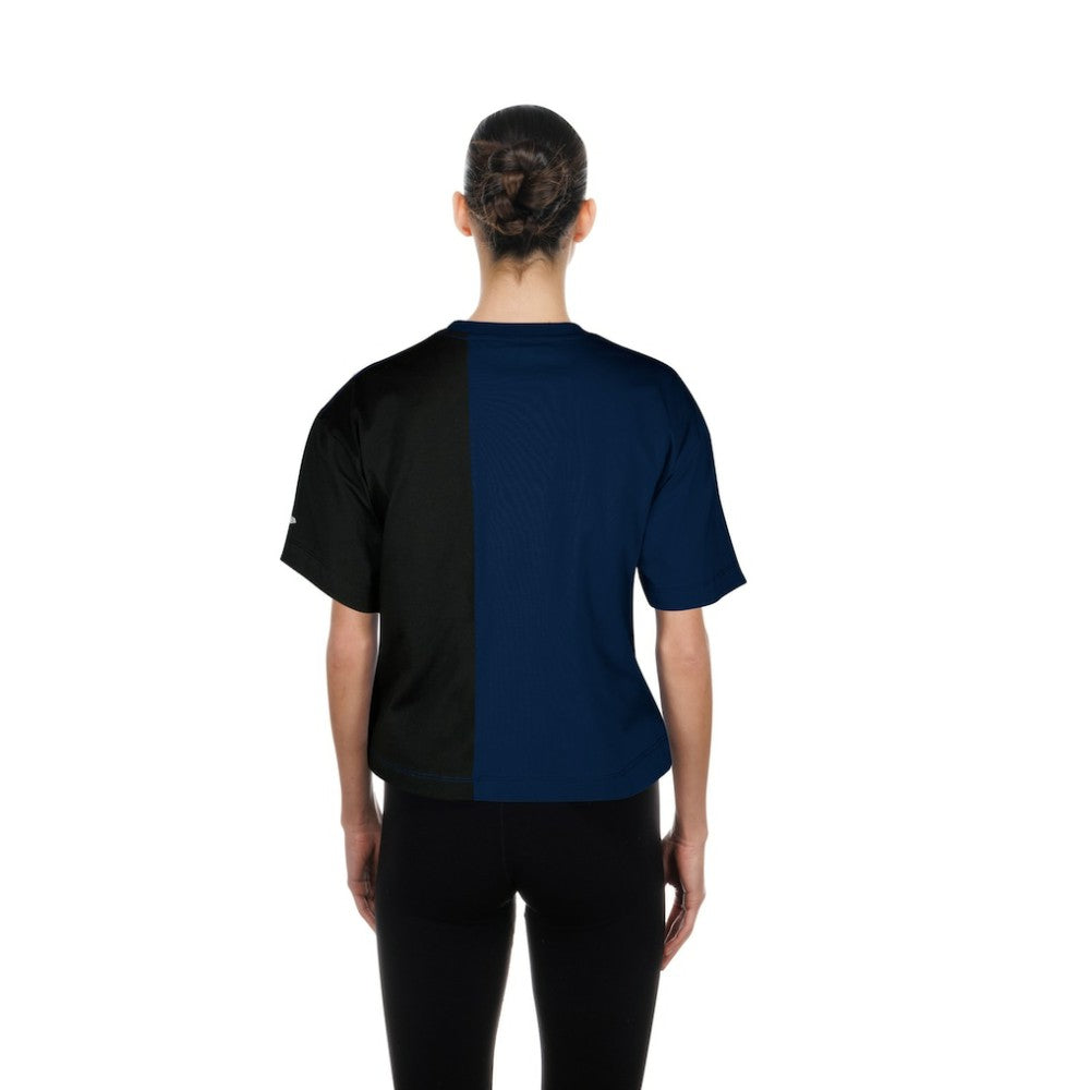 Navy Houston Astros New Era Women's Upcycled Colorblocked Boxy Cropped T-Shirt
