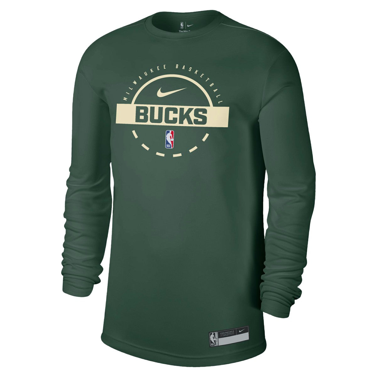 Nike Milwaukee Bucks 2025/26 On-Court Flare Dri-FIT Practice Long Sleeve Tri-Blend T-Shirt