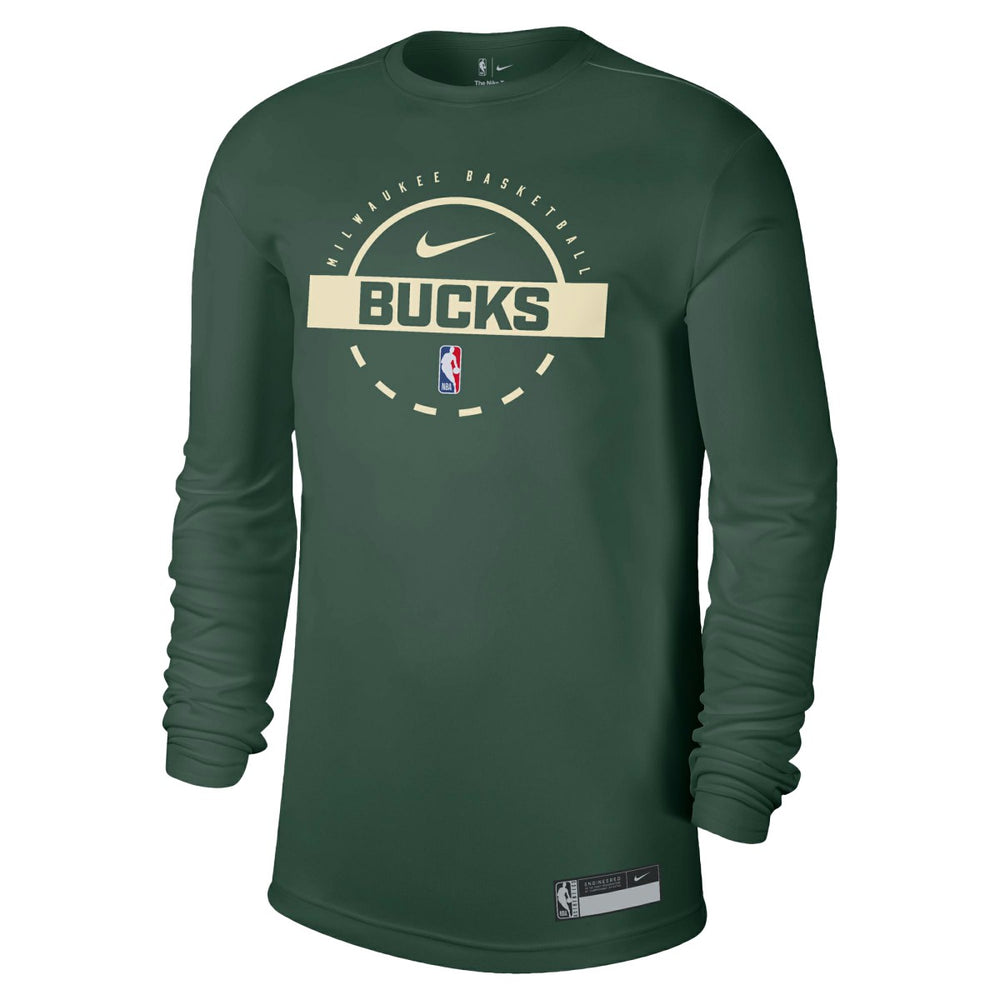 Nike Milwaukee Bucks 2025/26 On-Court Flare Dri-FIT Practice Long Sleeve Tri-Blend T-Shirt