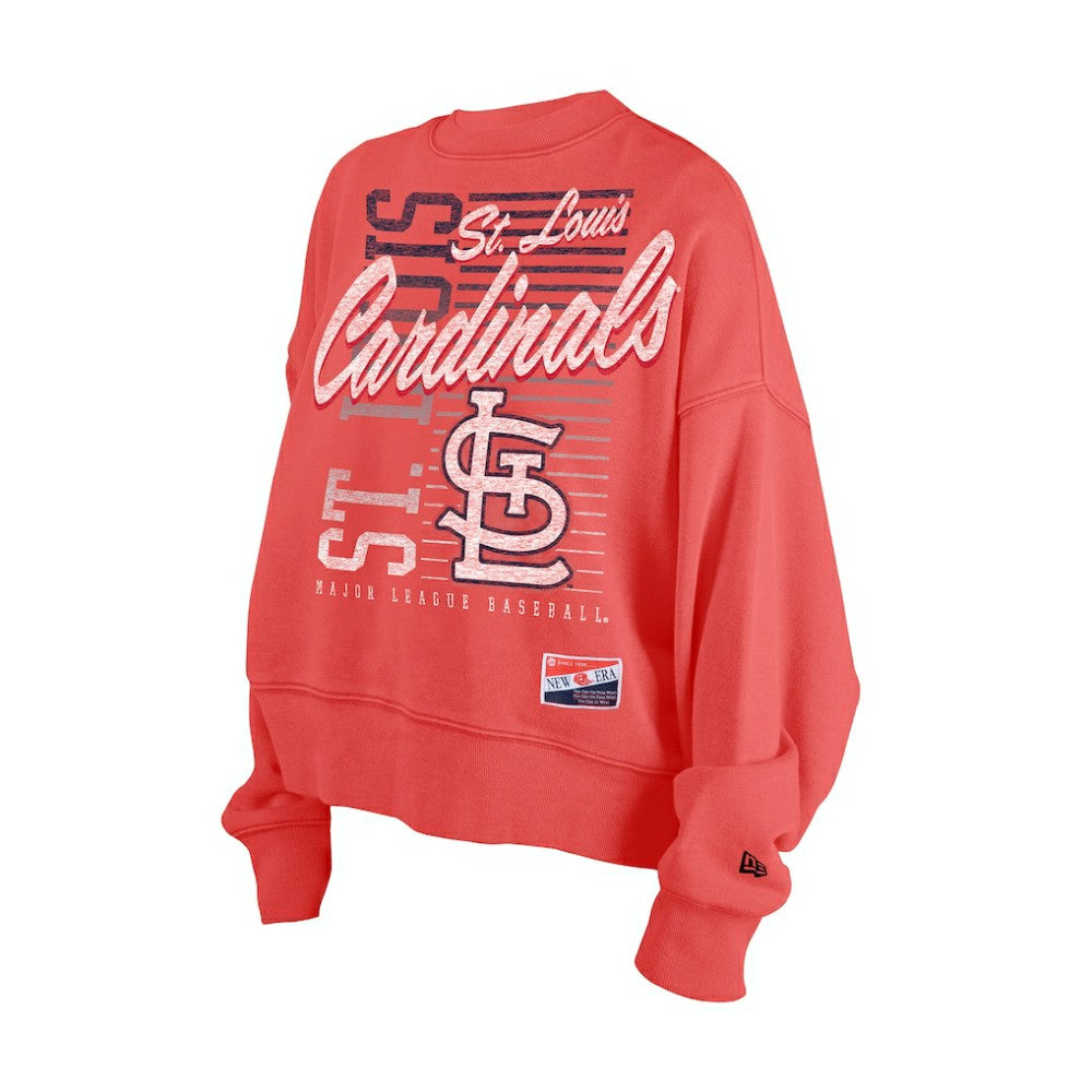 Red St. Louis Cardinals New Era Women's Boxy Mineral Wash Dolmen Sleeve Cropped Sweatshirt