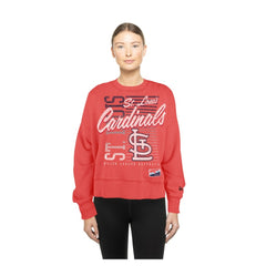 Red St. Louis Cardinals New Era Women's Boxy Mineral Wash Dolmen Sleeve Cropped Sweatshirt