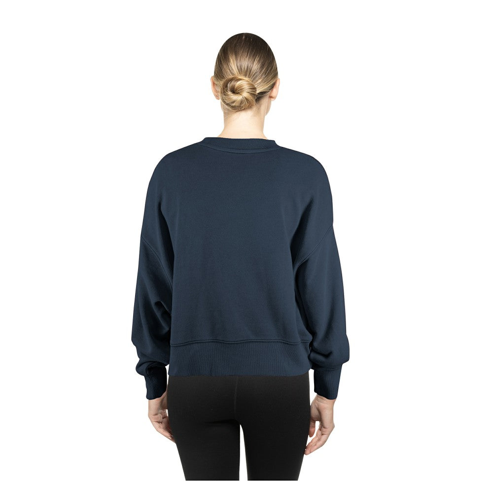 Navy Cleveland Guardians New Era Women's Boxy Mineral Wash Dolmen Sleeve Cropped Sweatshirt
