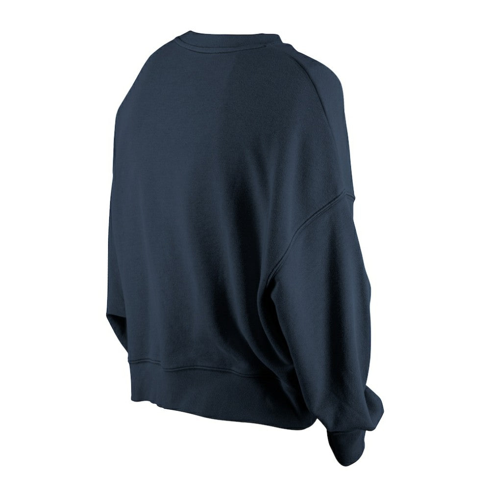 Navy Atlanta Braves New Era Women's Boxy Mineral Wash Dolmen Sleeve Cropped Sweatshirt