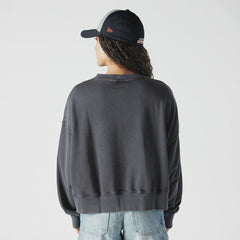 Navy Houston Astros New Era Women's Boxy Mineral Wash Dolmen Sleeve Cropped Sweatshirt
