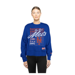 Royal New York Mets New Era Women's Boxy Mineral Wash Dolmen Sleeve Cropped Sweatshirt