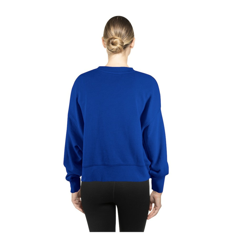 Royal New York Mets New Era Women's Boxy Mineral Wash Dolmen Sleeve Cropped Sweatshirt
