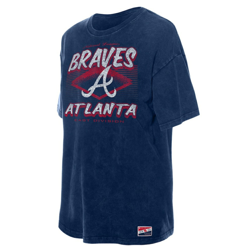 Navy Atlanta Braves New Era Women's Mineral Wash Oversized T-Shirt