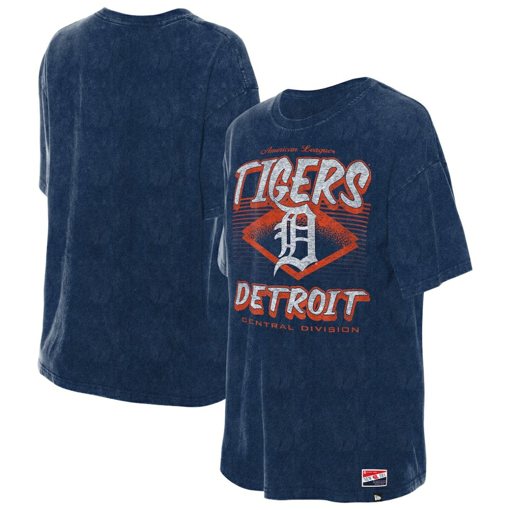 Navy Detroit Tigers New Era Women's Mineral Wash Oversized T-Shirt