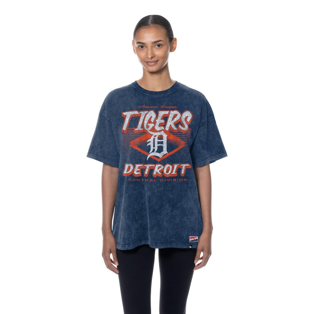 Navy Detroit Tigers New Era Women's Mineral Wash Oversized T-Shirt