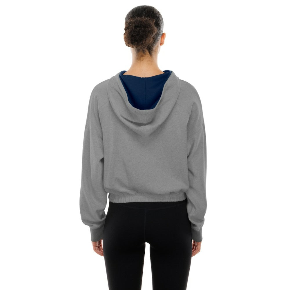 Heather Gray Houston Astros New Era Women's Reversed Out French Terry Quarter-Zip Banded Crop Hoodie