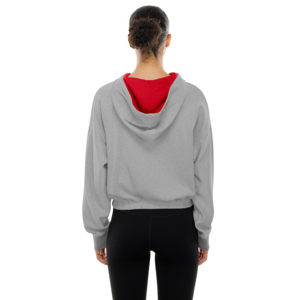 Heather Gray St. Louis Cardinals New Era Women's Reversed Out French Terry Quarter-Zip Banded Crop Hoodie